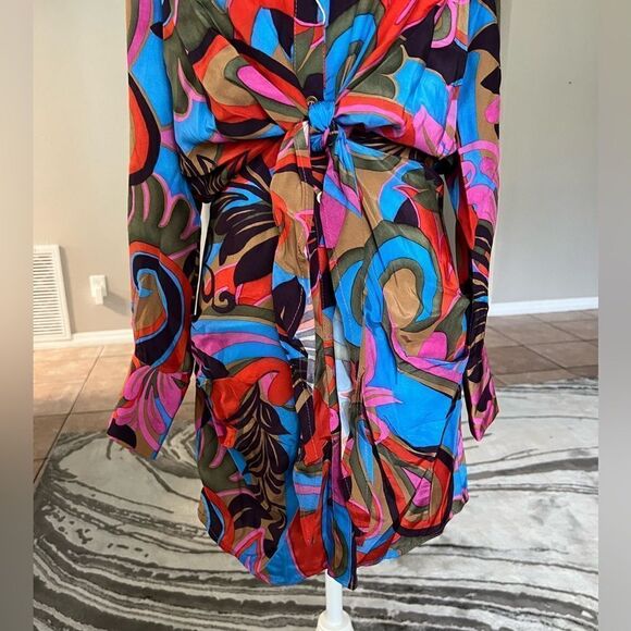 Souvenir Floral Mini Button Down Shirt Dress - Picture 7 of 16